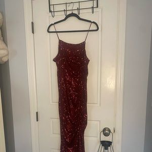 Red Glitter Sequin Dress by Fashion Nova